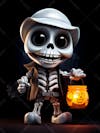 3d halloween skeleton mascot with big eyes