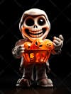 Halloween 3d skeleton mascot with big eyes