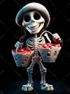 3d halloween skeleton mascot with big eyes