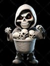 3d halloween skeleton mascot with big eyes