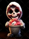 3d halloween skeleton mascot with big eyes