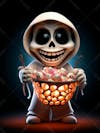 Halloween 3d skeleton mascot with big eyes