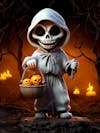 3d halloween skeleton mascot with big eyes