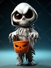 3d halloween skeleton mascot with big eyes