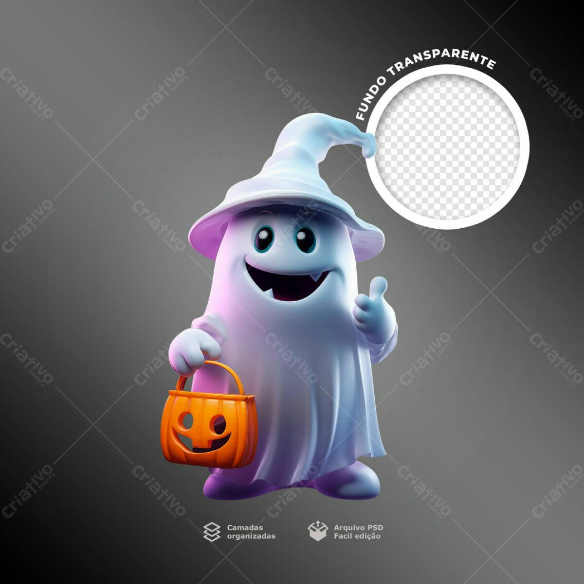 Postagem de Halloween com Fantasma PSD Editável