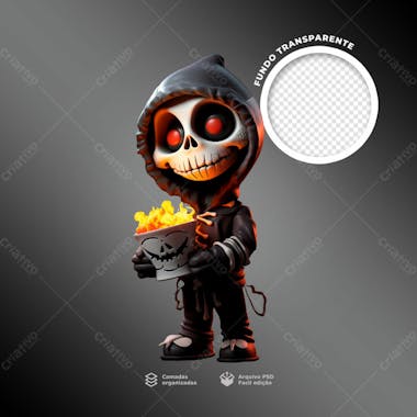 Personagem 3d de uma caveira para halloween 3