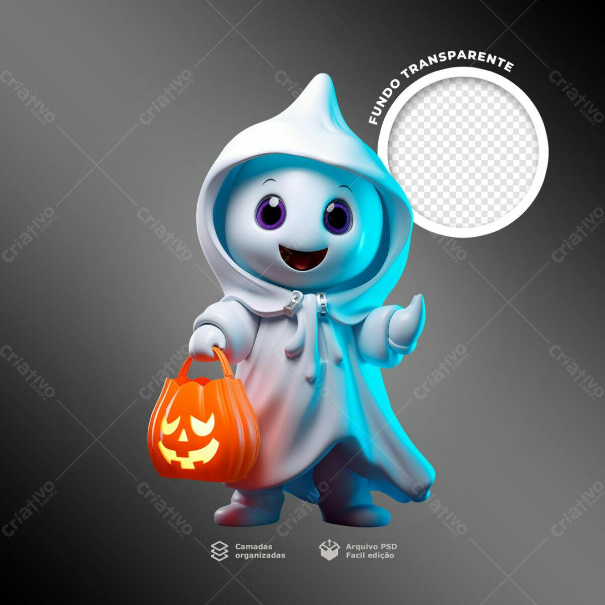 Postagem de Halloween com Fantasminha PSD Editável
