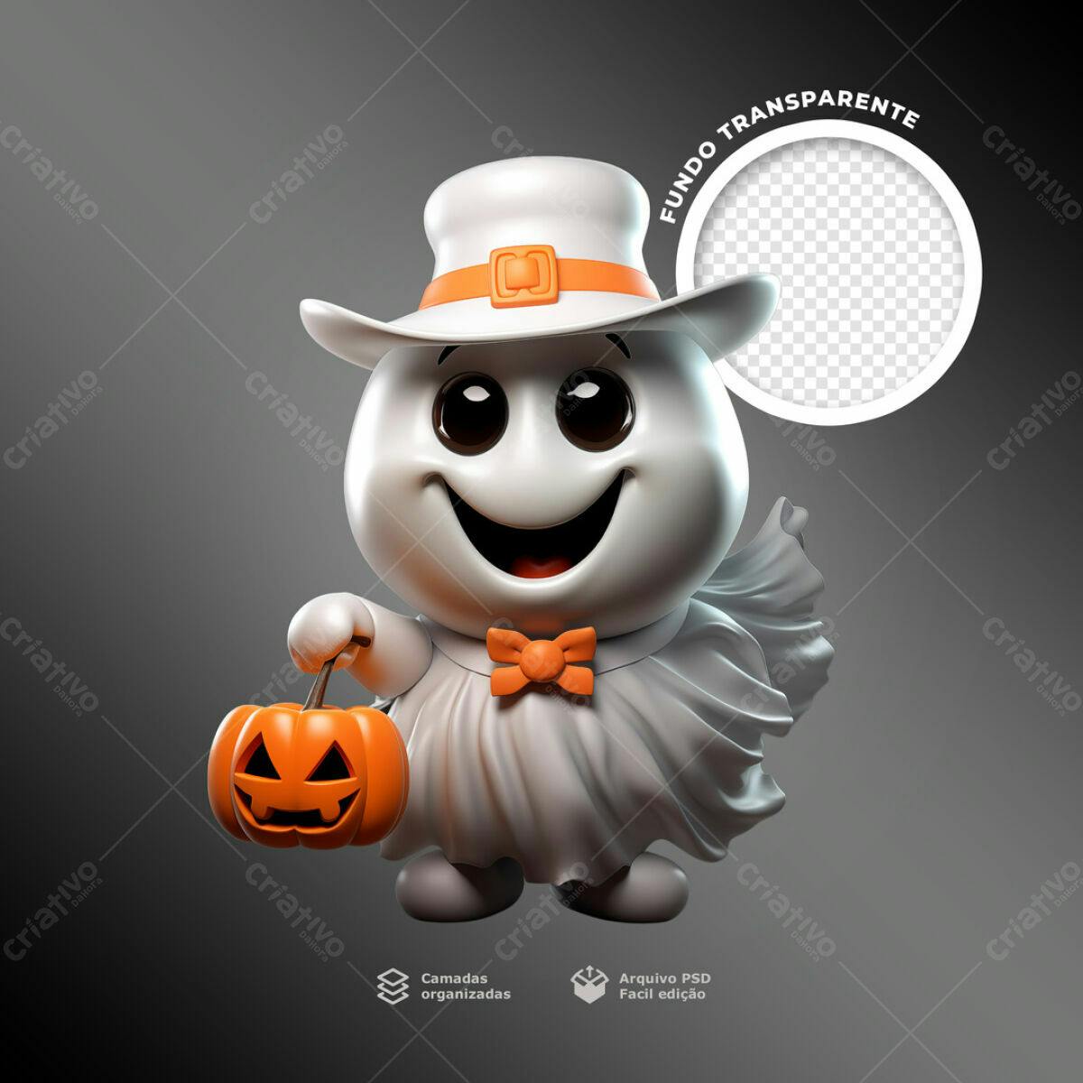 Postagem de Halloween com Fantasminha PSD Editável