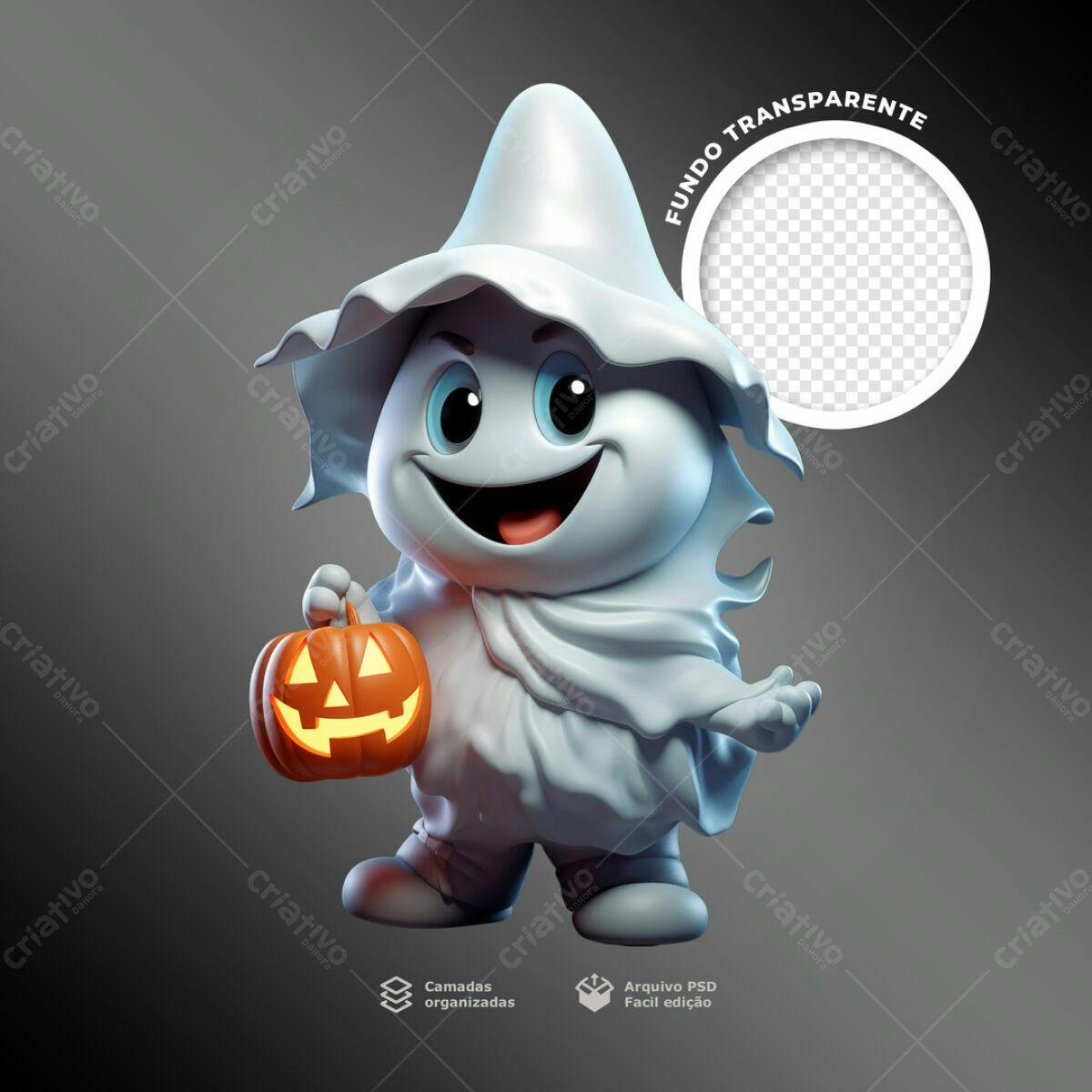 Postagem de Halloween com Fantasminha PSD Editável