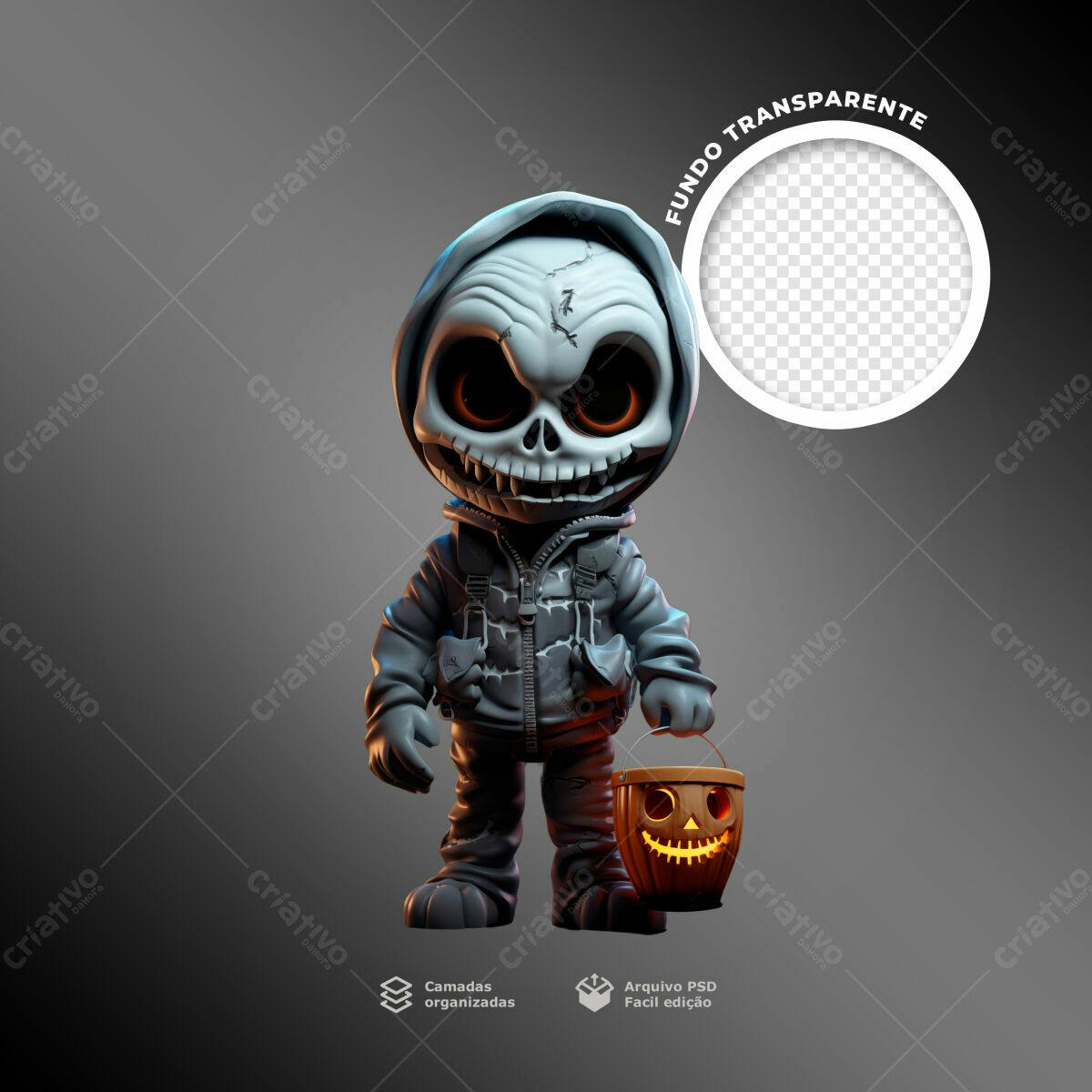 Postagem Halloween com personagem 3D PSD Editável