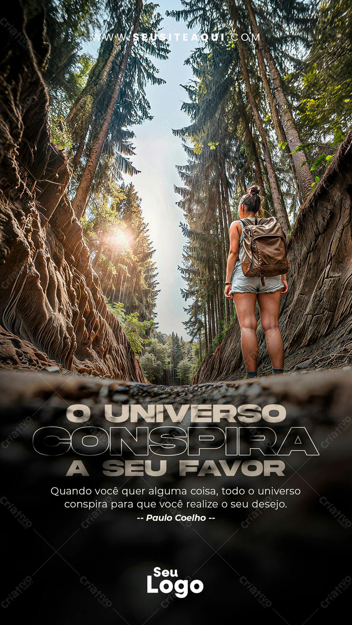 Poster Motivacional com Paisagem Natural PSD Editável