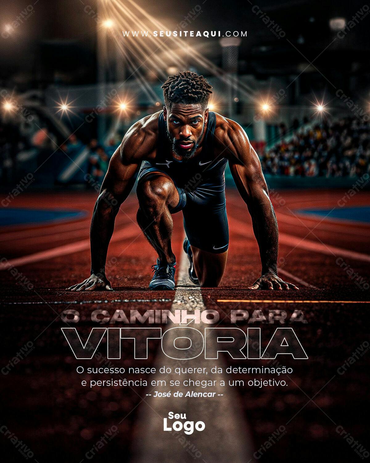 Poster Motivacional Atleta Negro PSD Editável