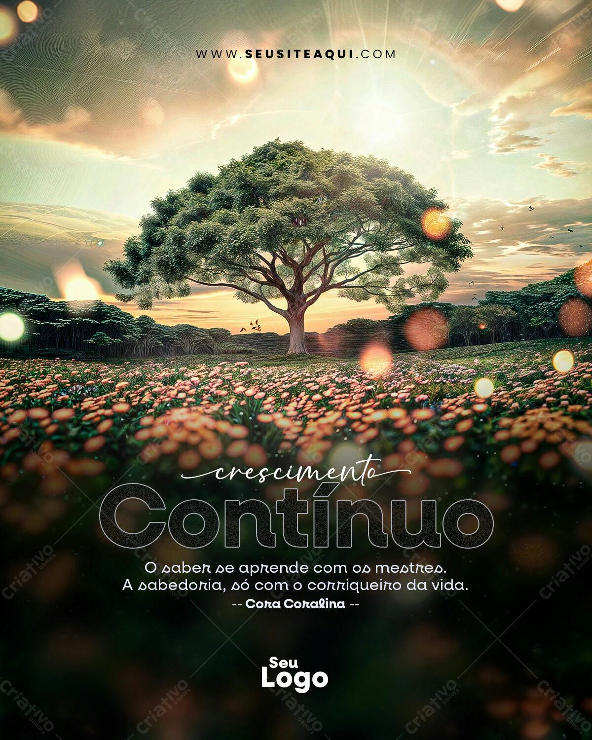 Flyer Motivacional Crescimento Contínuo PSD Editável