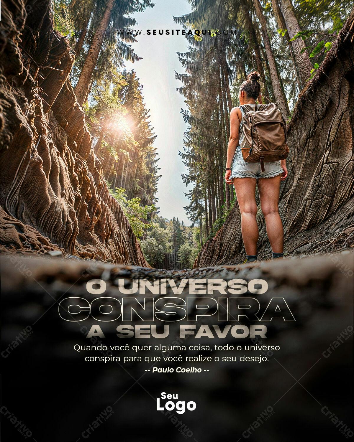 Post para Motivação com Fotografia em Floresta PSD Editável