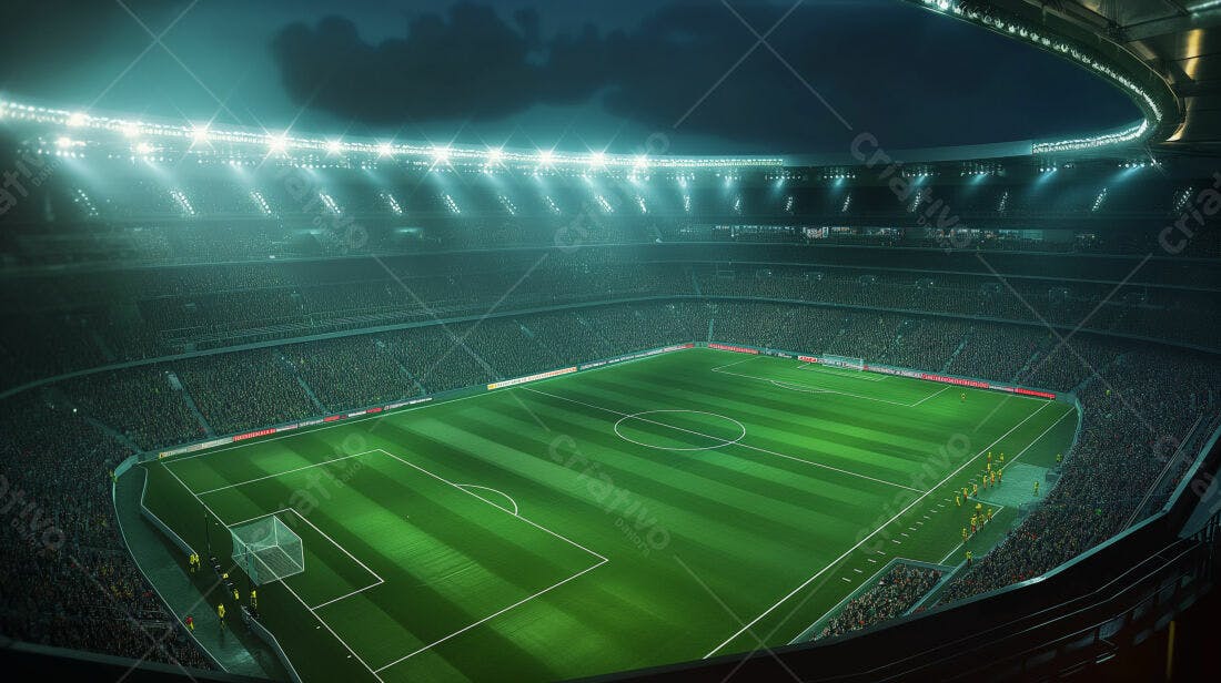 Estádio de futebol noturno lotado