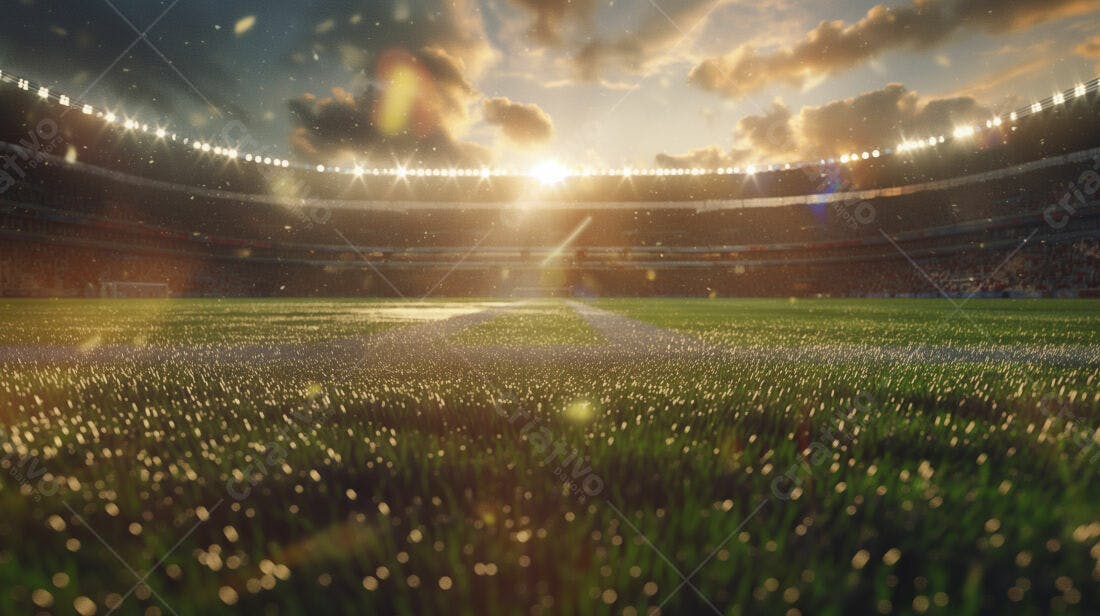 Campo de futebol ao entardecer
