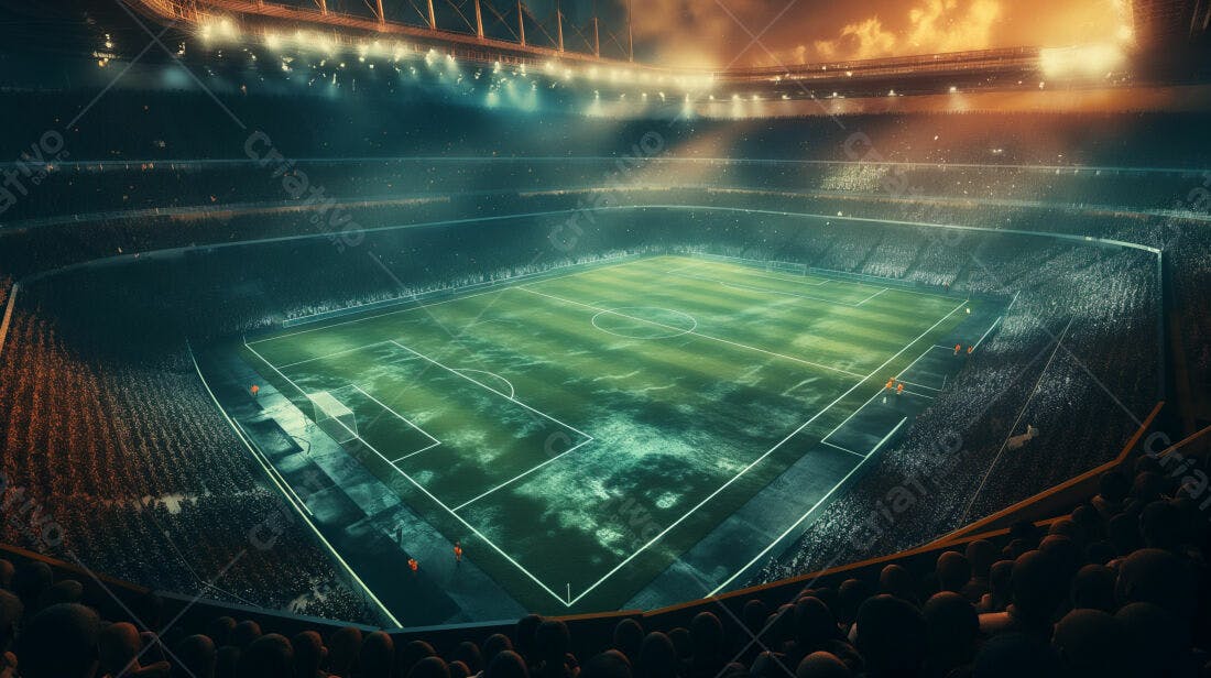 Estádio de futebol noturno lotado