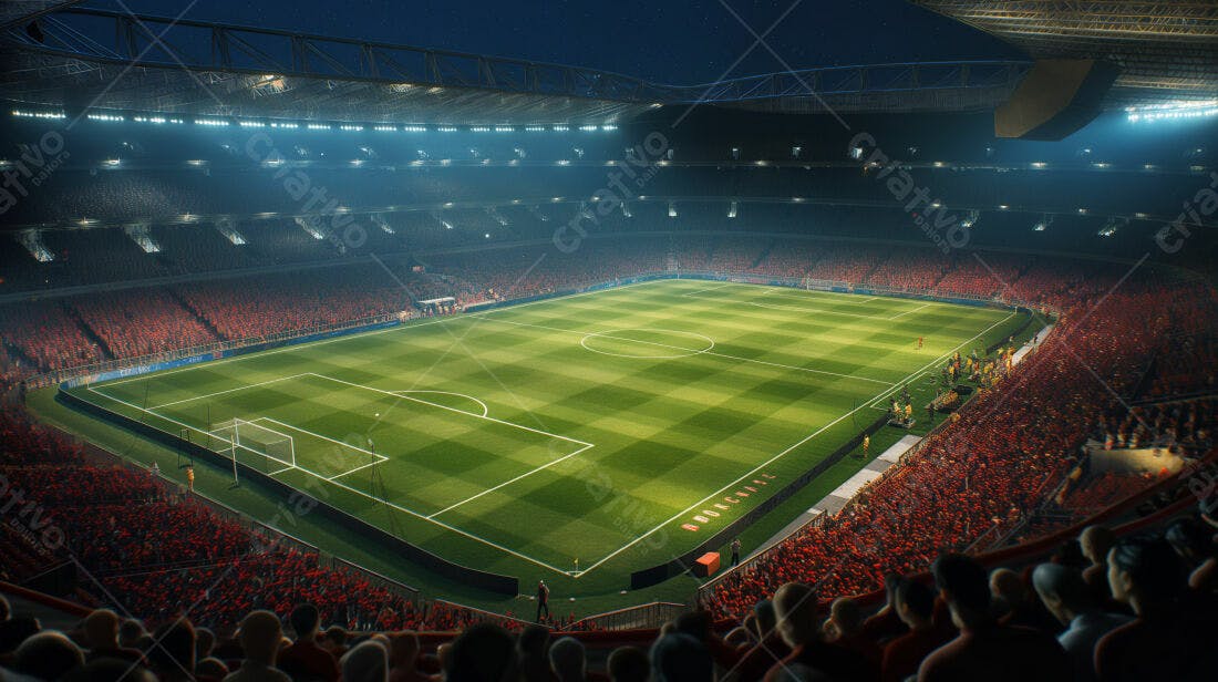 Estádio de futebol noturno lotado