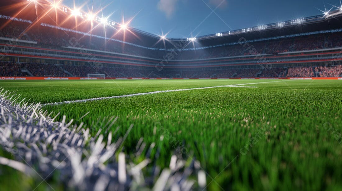 Campo de futebol iluminado à noite