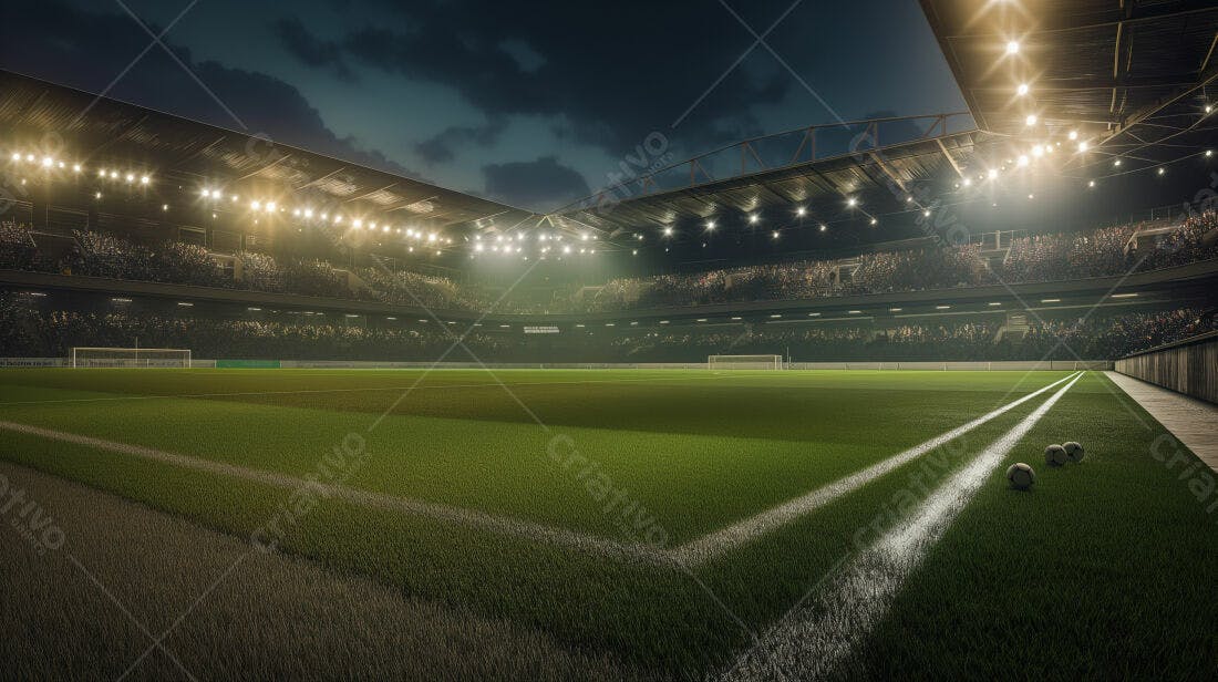 Estádio de futebol noturno lotado