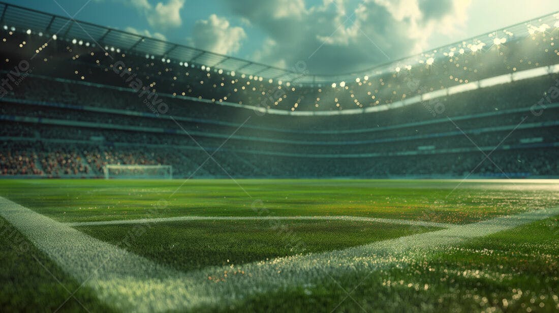 Campo de futebol iluminado estádio lotado