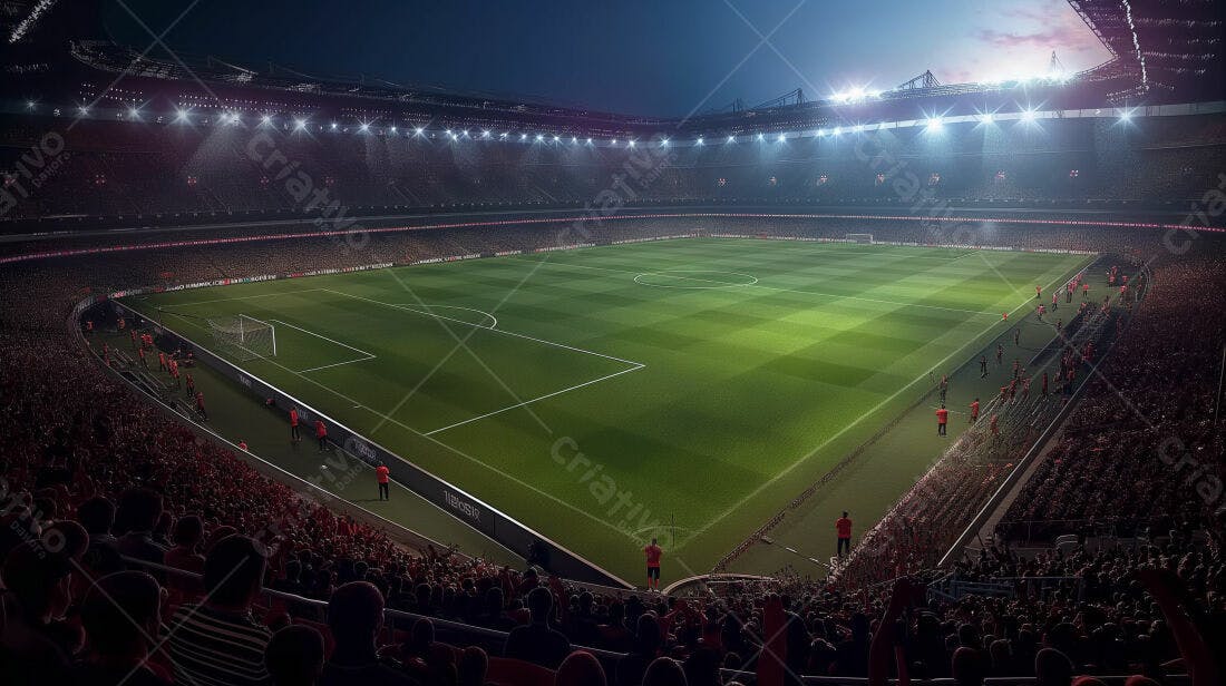 Estádio de futebol noturno lotado