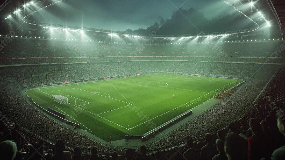 Estádio de futebol noturno lotado