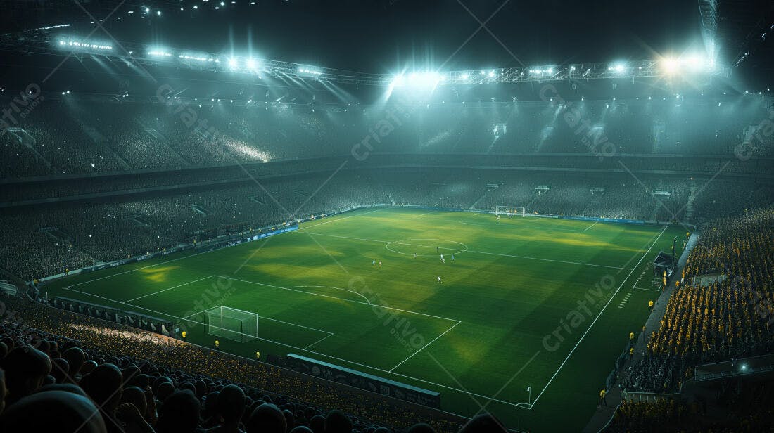 Estádio de futebol noturno lotado