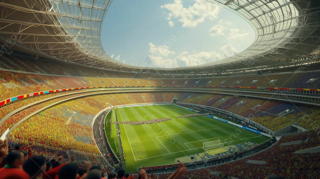 Estádio lotado em jogo de futebol