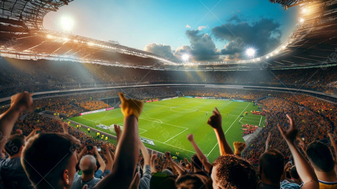 Torcida em estádio de futebol lotado