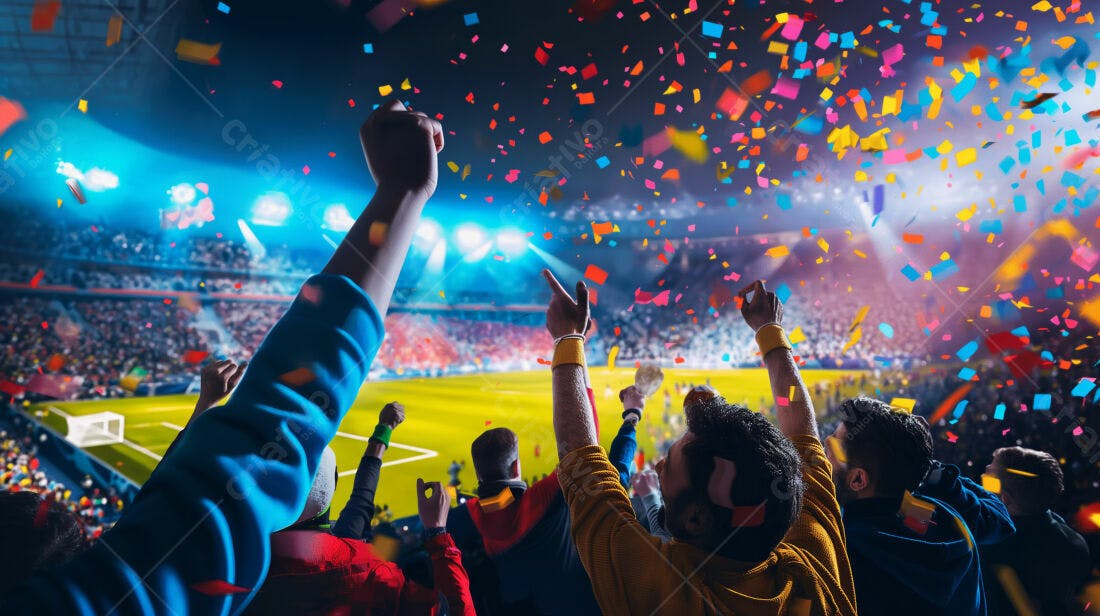 Torcida vibrante em estádio de futebol