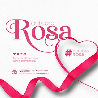 Outubro rosa campanha internacional da conscientização sobre câncer de mama feed