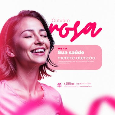 Outubro rosa campanha internacional da conscientização sobre câncer de mama feed