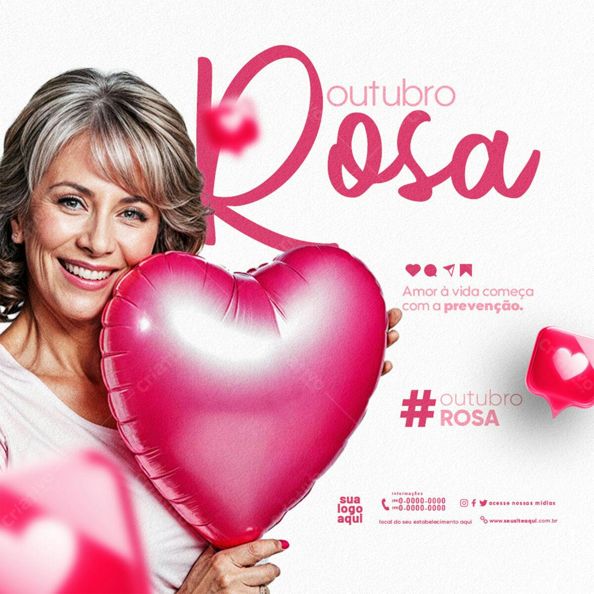 Flyer Outubro Rosa PSD Editável