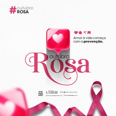 Outubro rosa campanha internacional da conscientização sobre câncer de mama feed