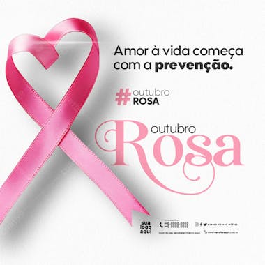 Outubro rosa campanha internacional da conscientização sobre câncer de mama feed