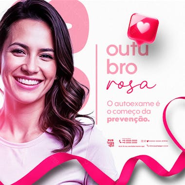 Outubro rosa campanha internacional da conscientização sobre câncer de mama feed