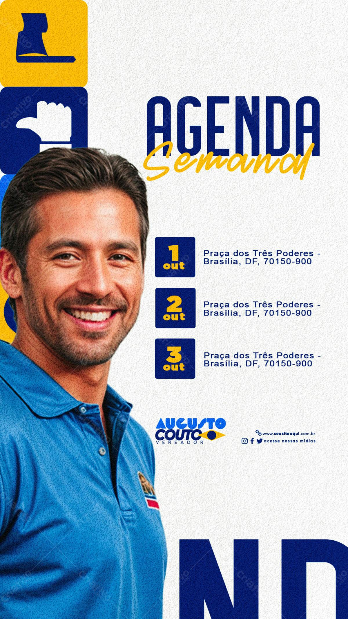 Flyer Agenda Semanal para Candidato PSD Editável