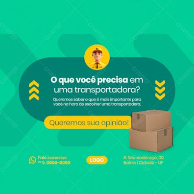 O que você precisa em uma transportadora social media feed