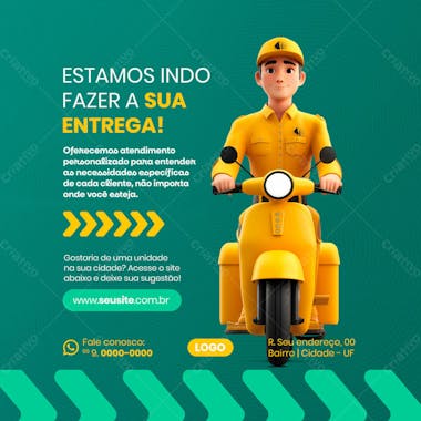 Estamos indo fazer a sua entrega transportadora social media feed