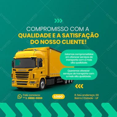 Compromisso com cliente transportadora social media feed