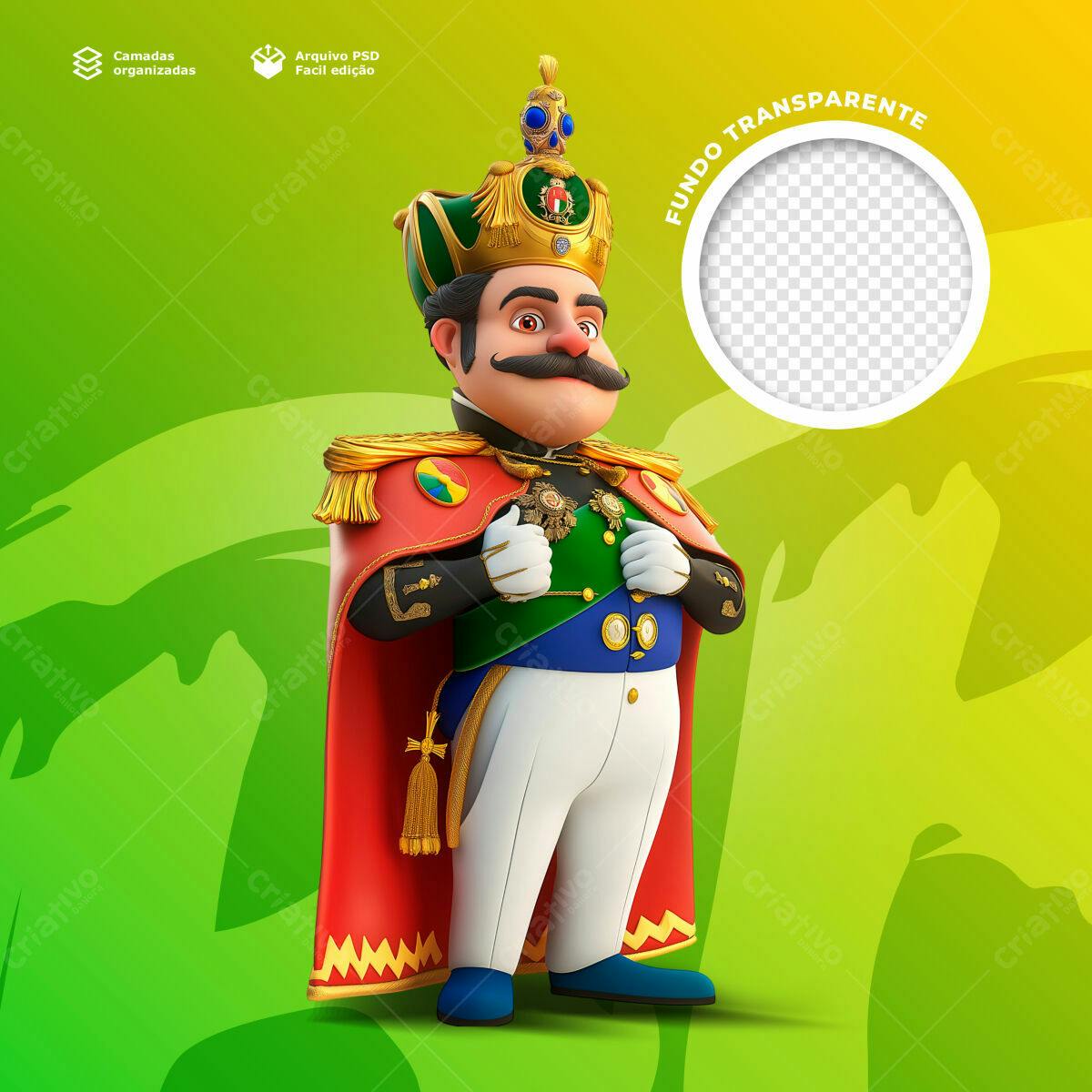 Postagem de Redes Sociais com Rei Carismático PSD Editável