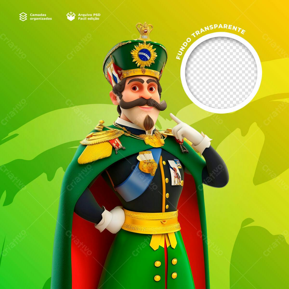 PSD Personagem Cartoon para 7 de Setembro PSD Editável