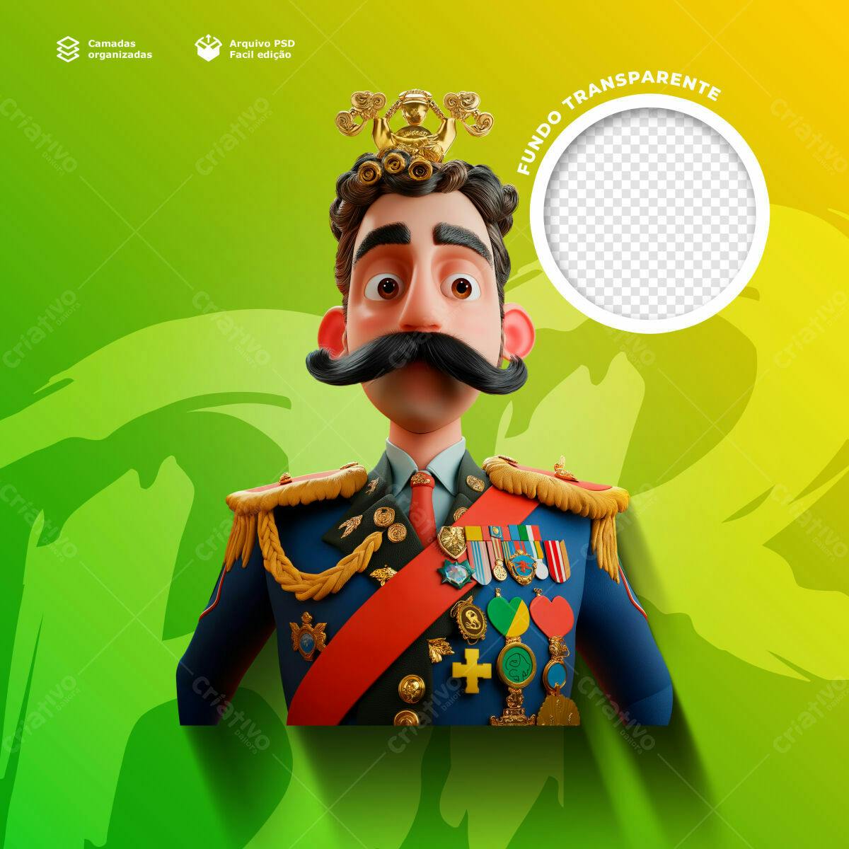 PSD para Avatar de Rei Cartoon PSD Editável