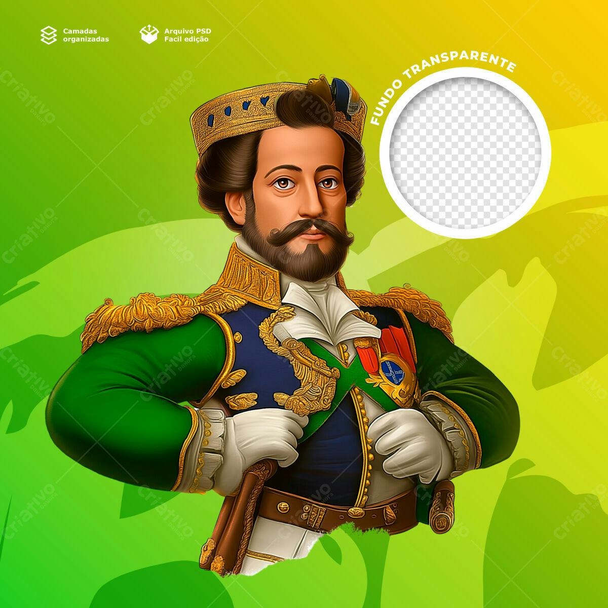 Postagem de Mídias Sociais com Dom Pedro II PSD Editável