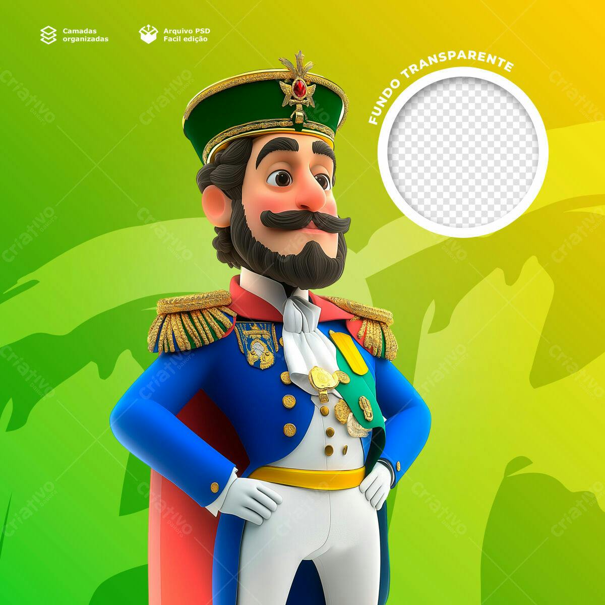 PSD Personagem Cartoon para 7 de Setembro PSD Editável