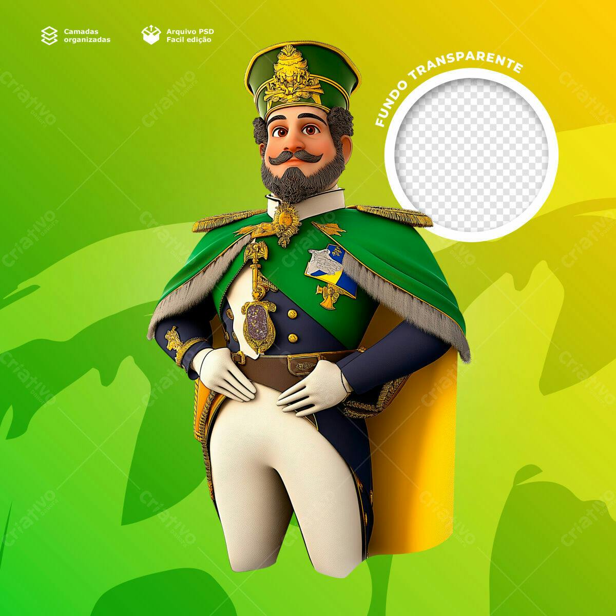 PSD Personagem Cartoon para 7 de Setembro PSD Editável