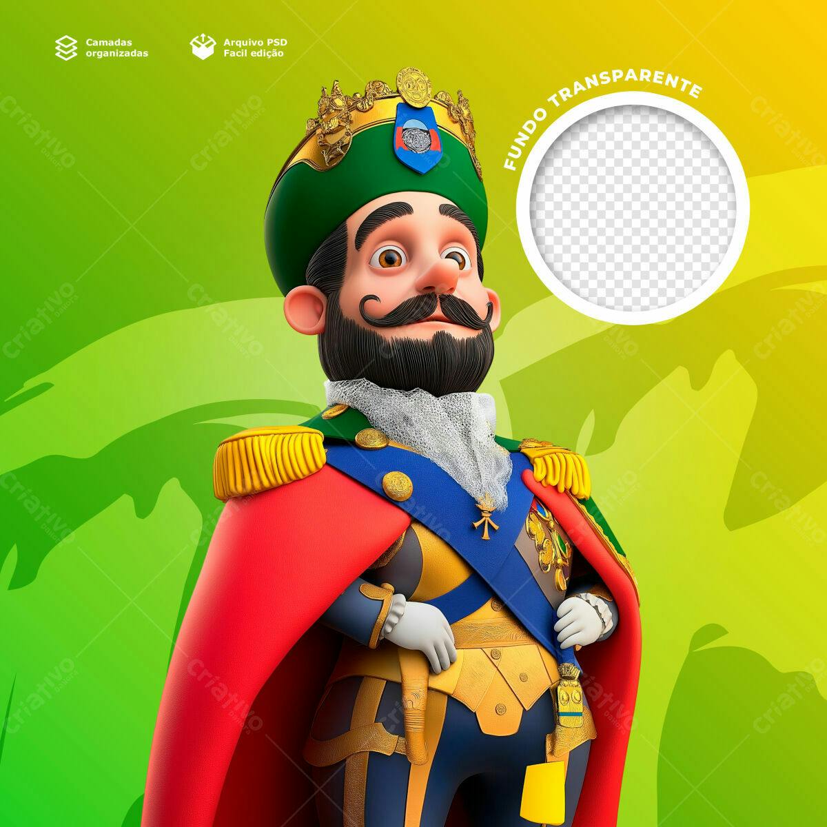 PSD Personagem Cartoon Rei para Redes Sociais PSD Editável