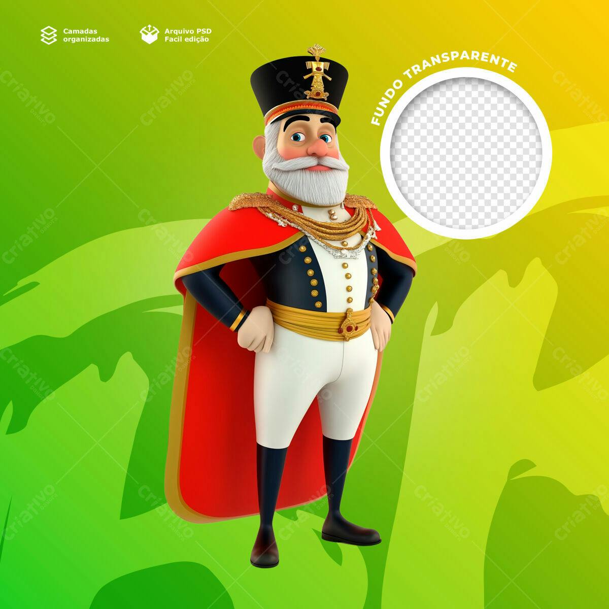 PSD Personagem Cartoon Rei para Mídias Sociais PSD Editável