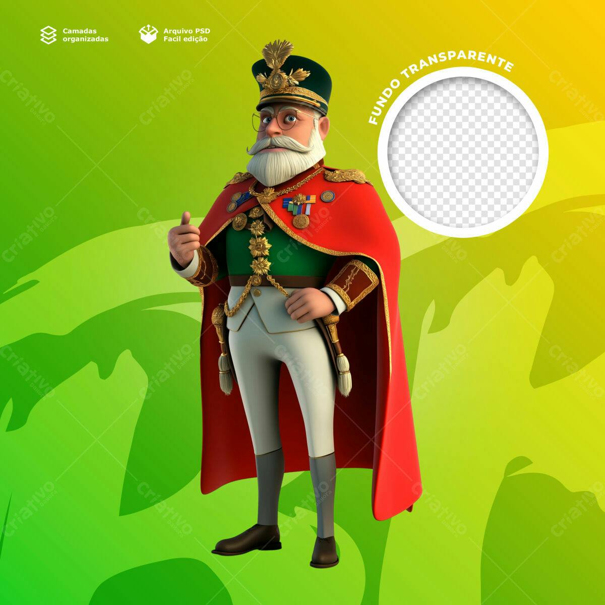 Personagem Cartoon Militar PSD Editável